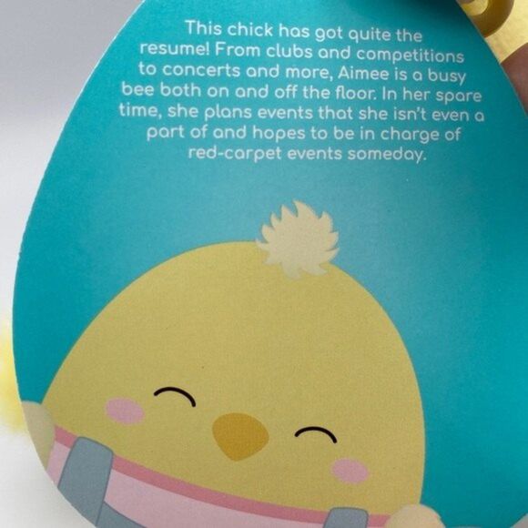 Squishmallows 2022 Easter Squad Aimee The Chick Overall Clip 3.5" Plush Keychain - Picture 5 of 9